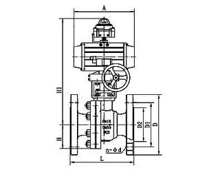 Q6S41F氣動(dòng)帶手輪球閥結(jié)構(gòu)圖