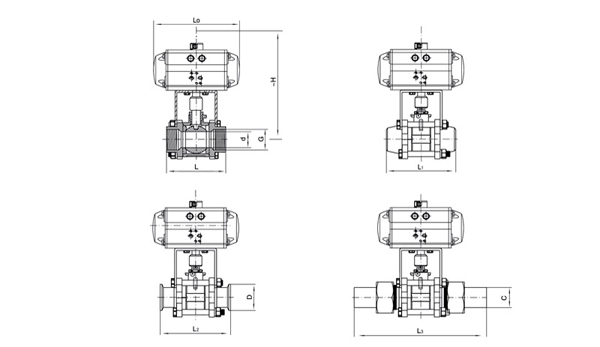 Q611F/Q641F三片式氣動球閥